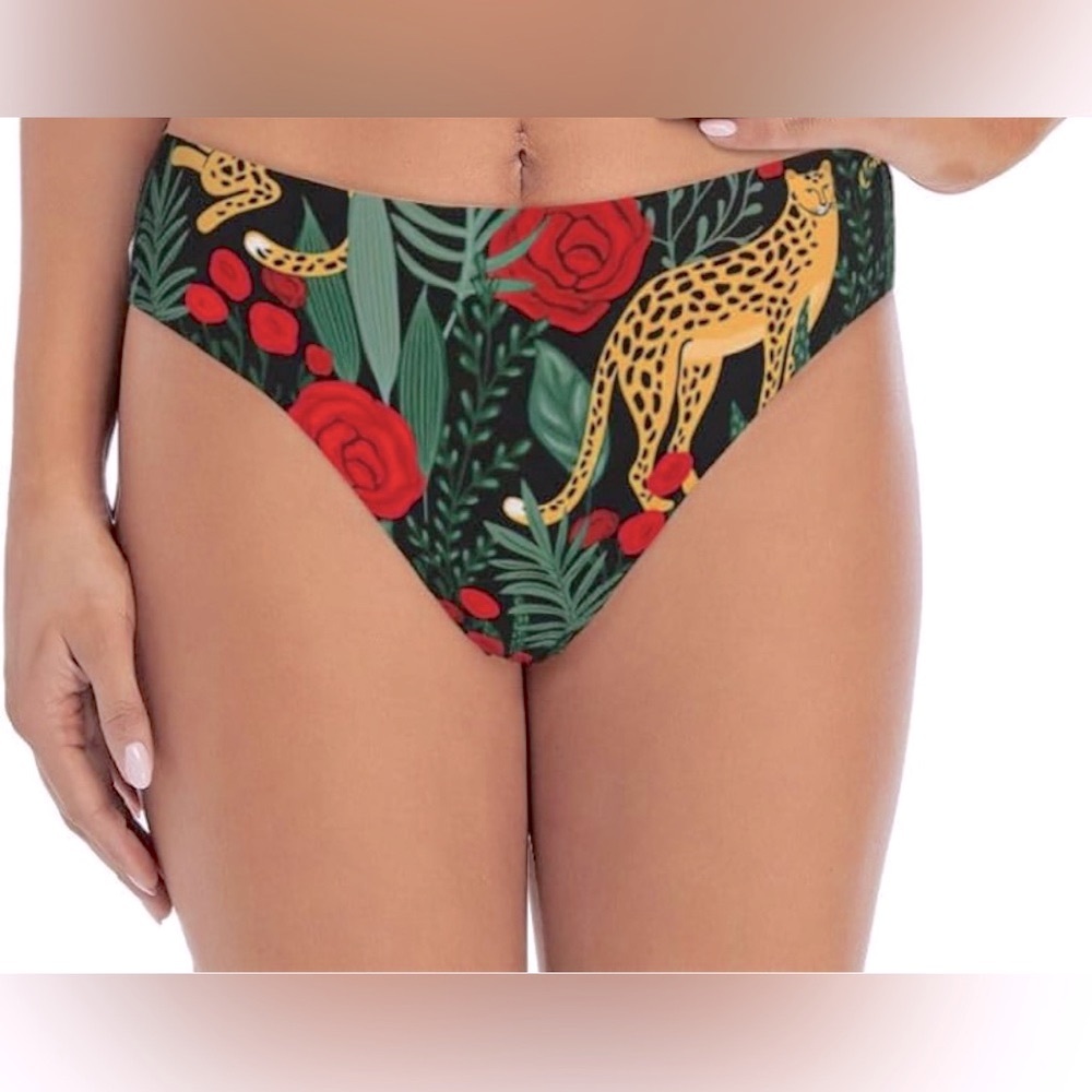 Leopard & Roses Print Swim Bottoms